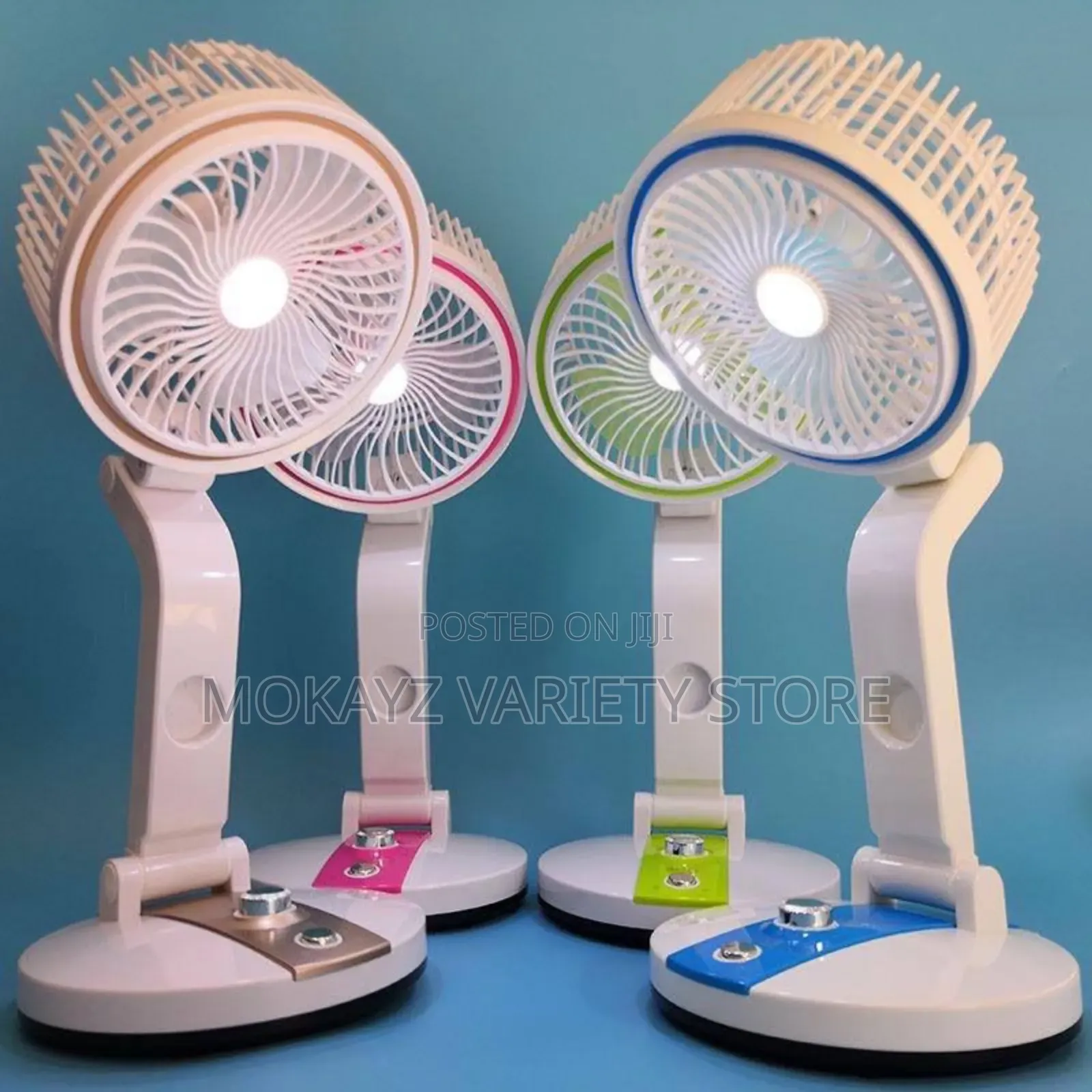 L-R Foldable Rechargeable Table Fan With Led Light