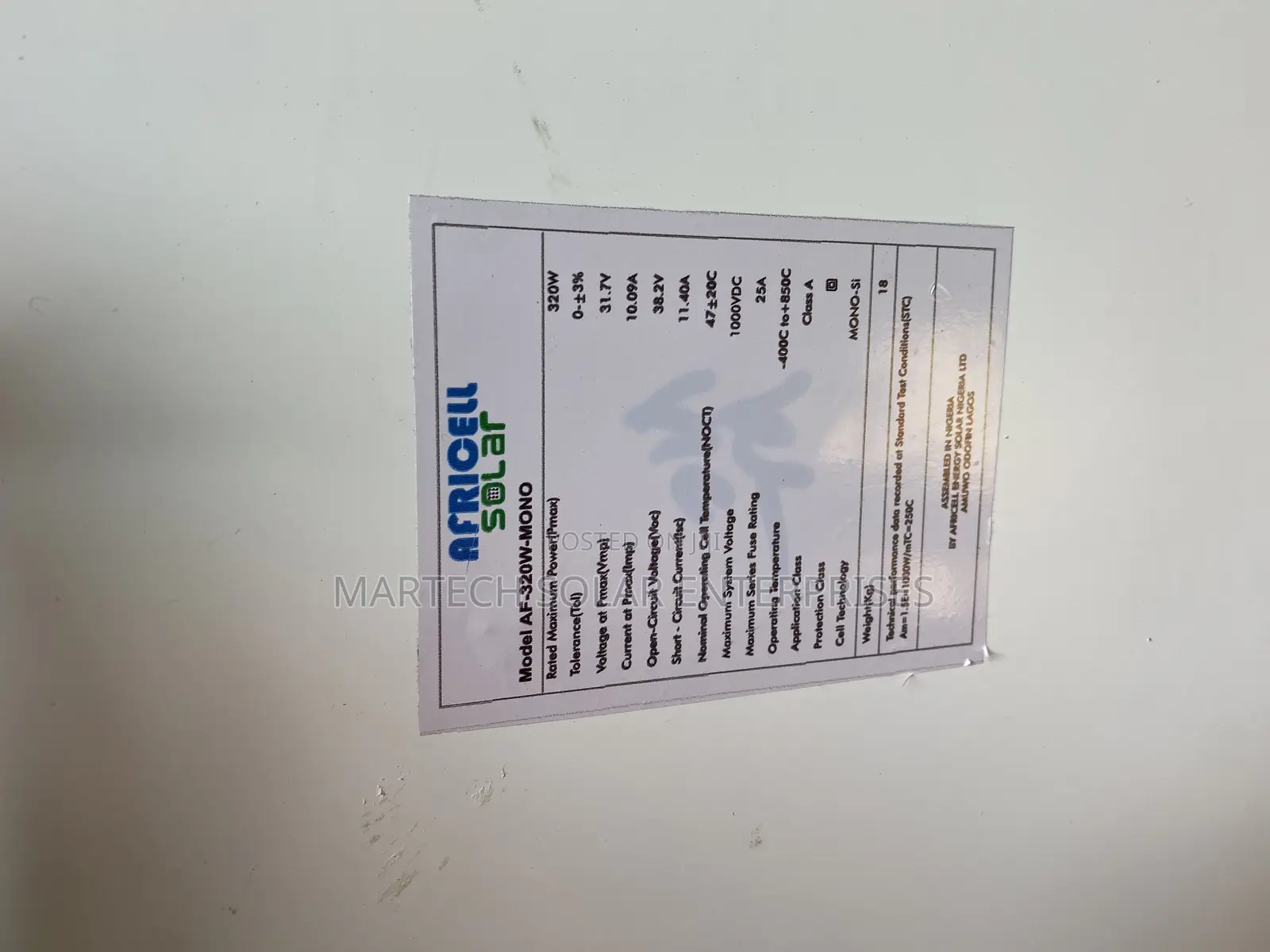 Africell 320w Monocrystalline Solar Panel