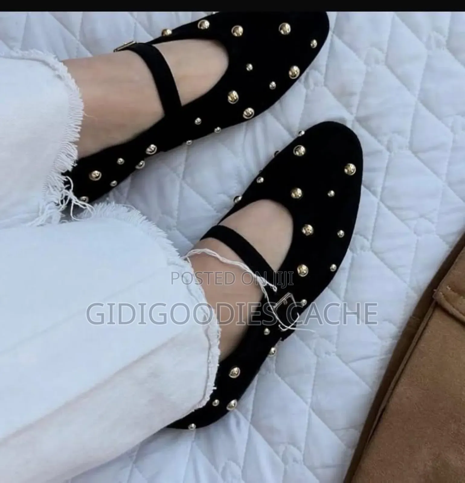 Zara Studded Suede Flat Buckle Shoes Size 38-42