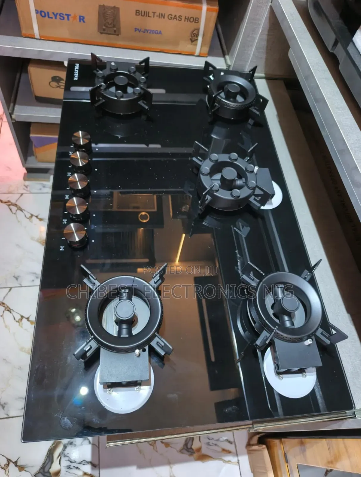 Original Polystar 2026 New Design Inbuilt Flips Up 5 Burner Gas Cooker