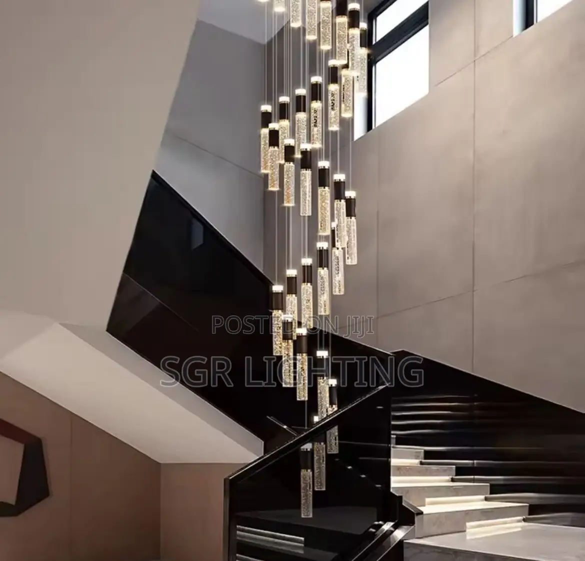 Modern Home Decoration Crystal Chandelier, Stair Pendant Lamp