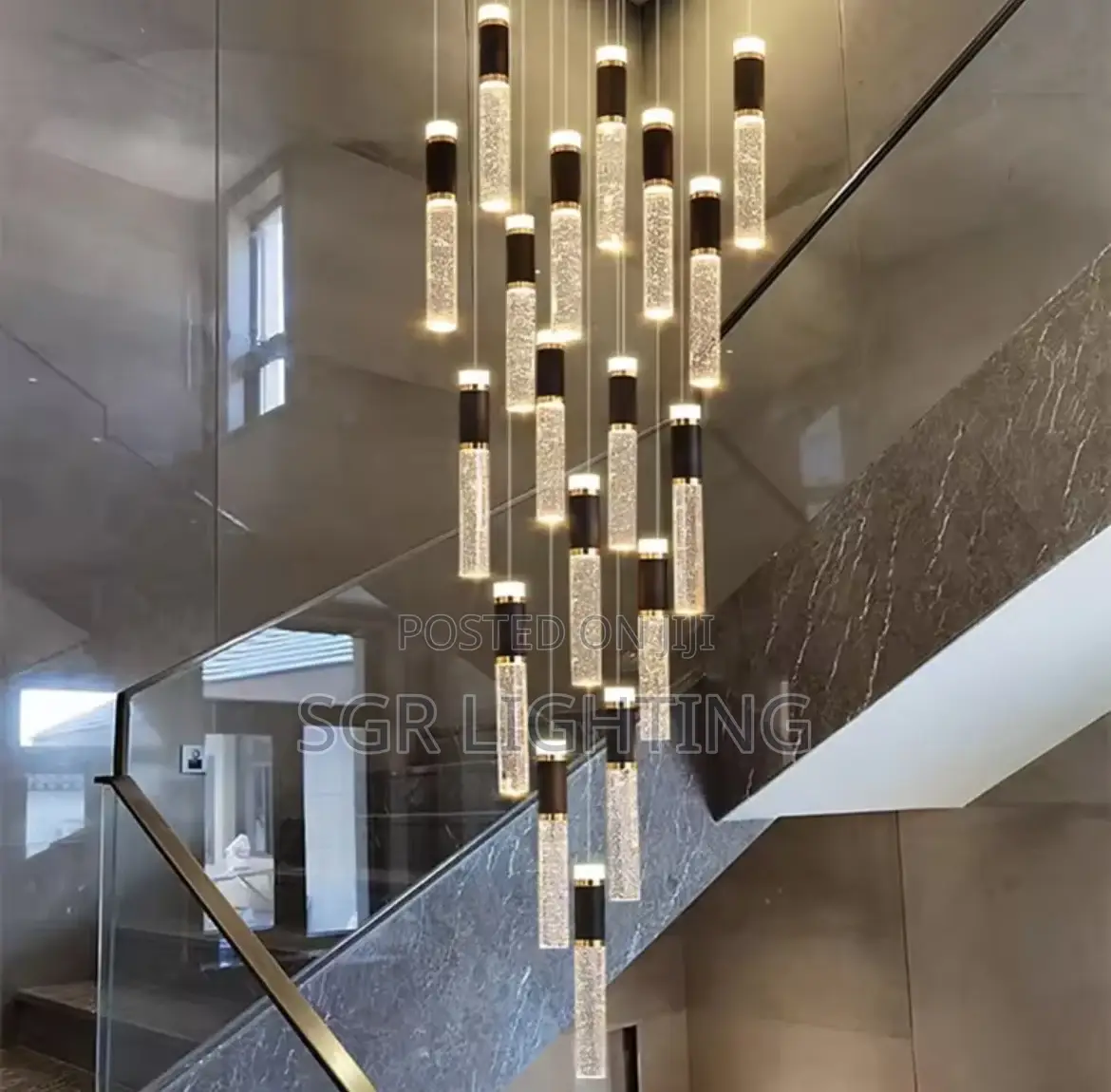 Modern Home Decoration Crystal Chandelier, Stair Pendant Lamp