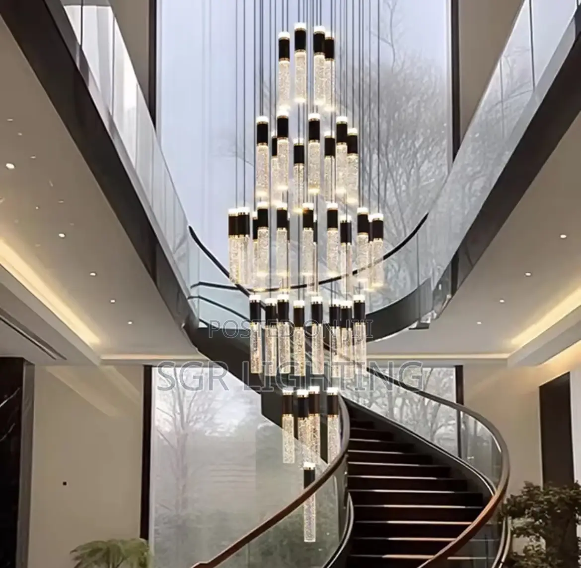 Modern Home Decoration Crystal Chandelier, Stair Pendant Lamp