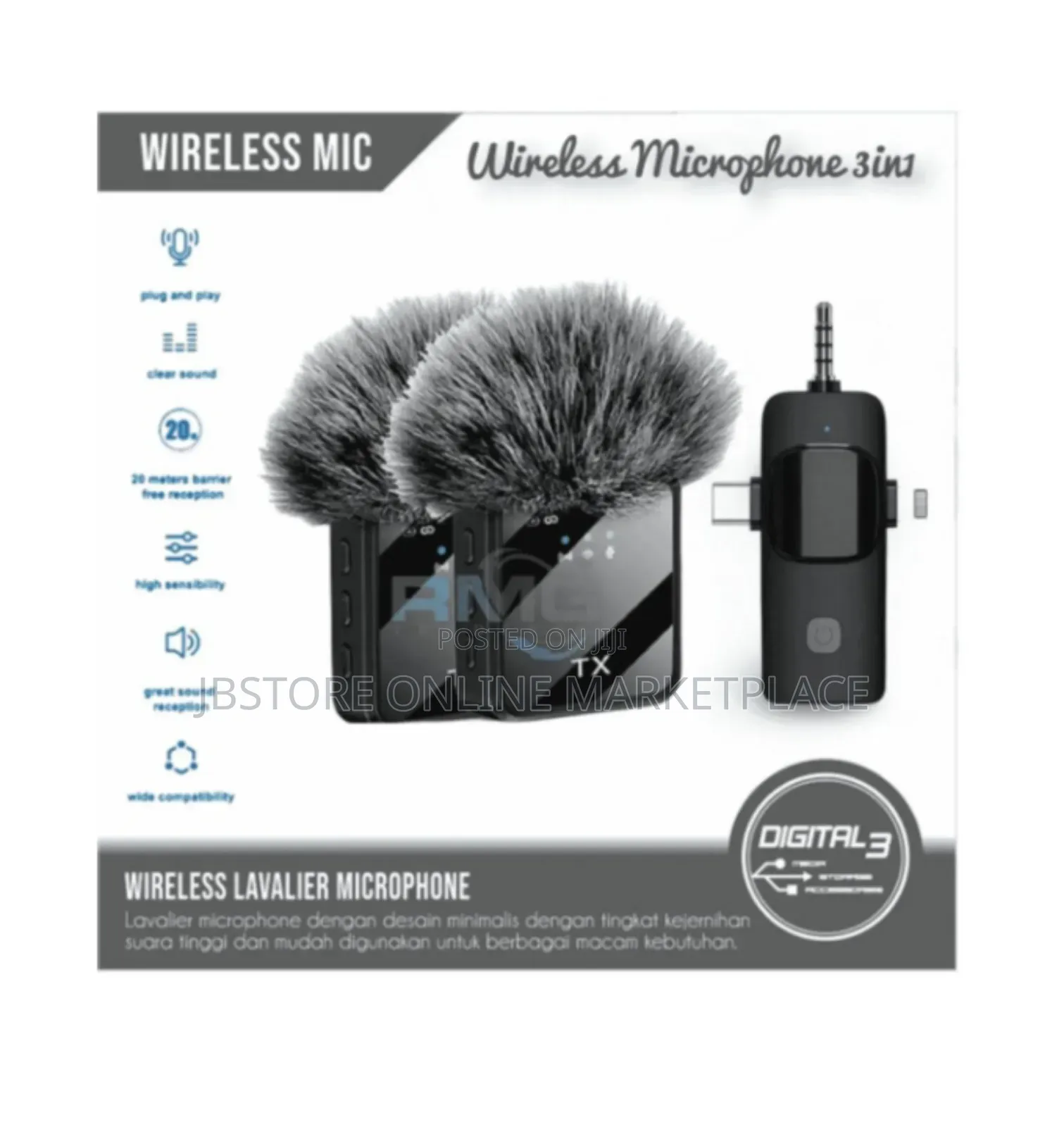 Dual Noise Cancellation Wireless F11-2 Microphone With 3in1 Receiver