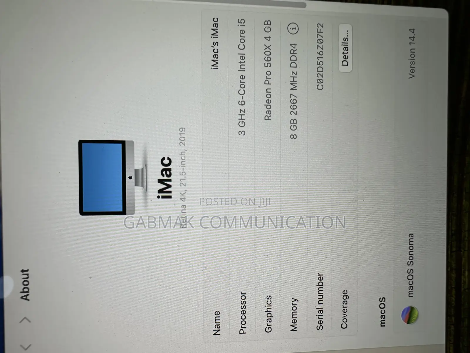 Desktop Computer Apple iMac 8GB Intel Core i5 SSD 512GB
