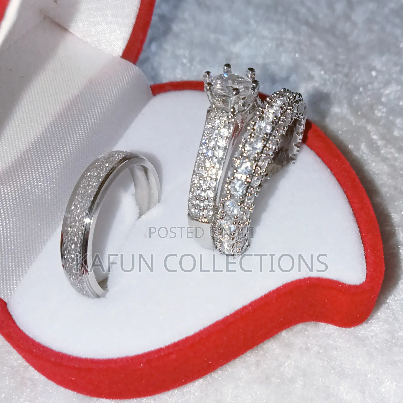 Tarnish Resistant Titanium Steel and Solid Zirconia Couple's Ring Set