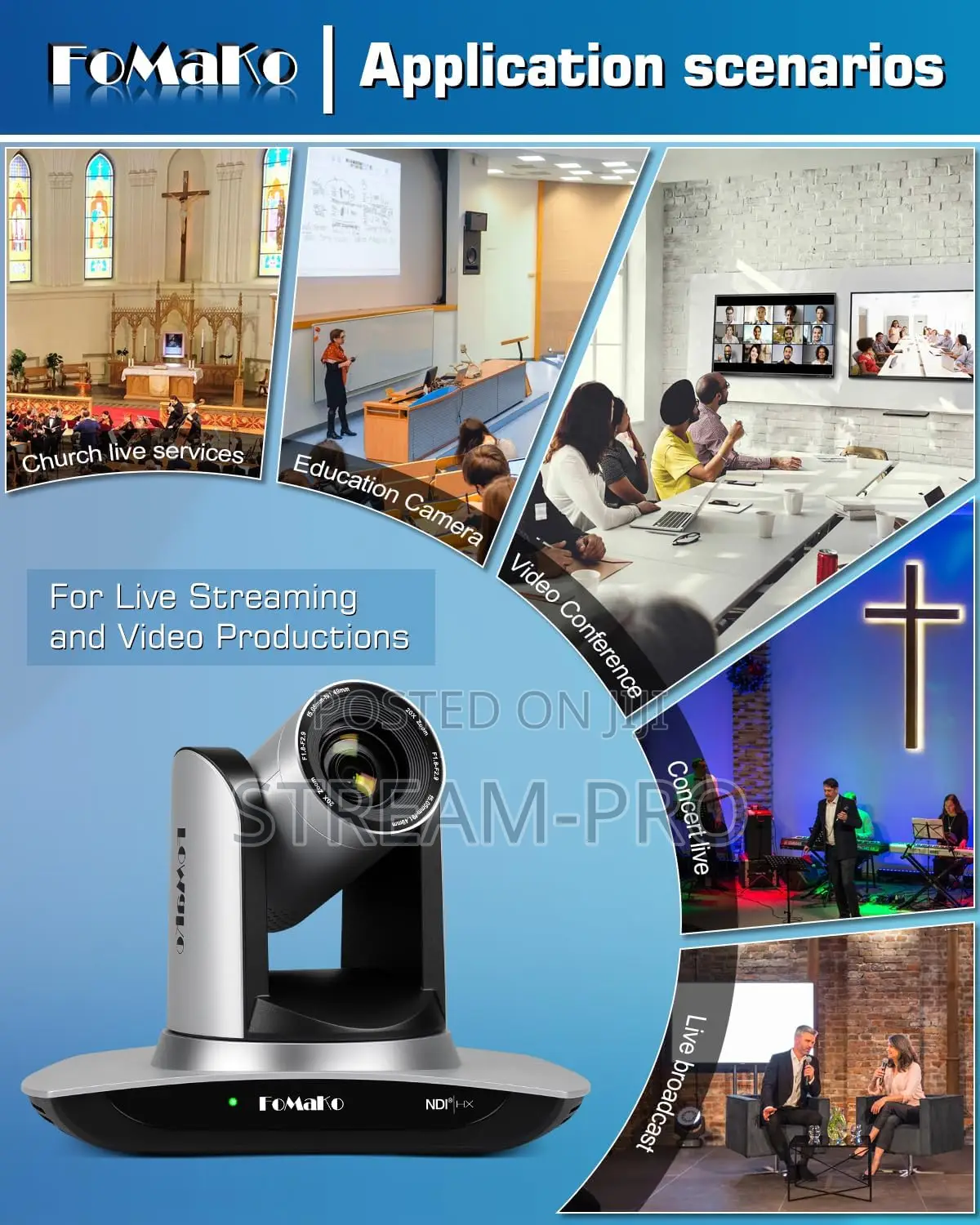 Fomako Ndi Camera Ai Auto Tracking Hdmi PTZ Camera 20x