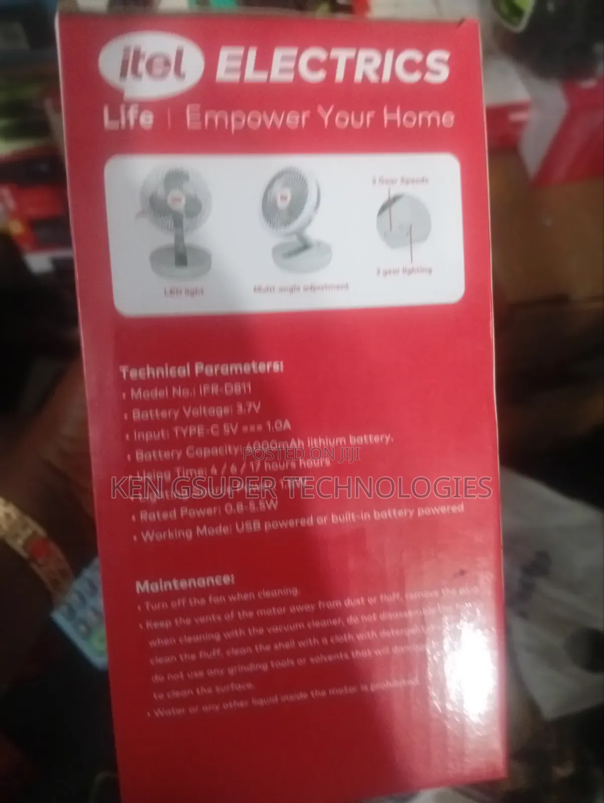 Itel Rechargeable Fan