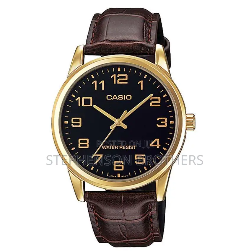 Casio Gent MTP-V001gl-1budf Metal Basic Black Dial Brown Leather Watch
