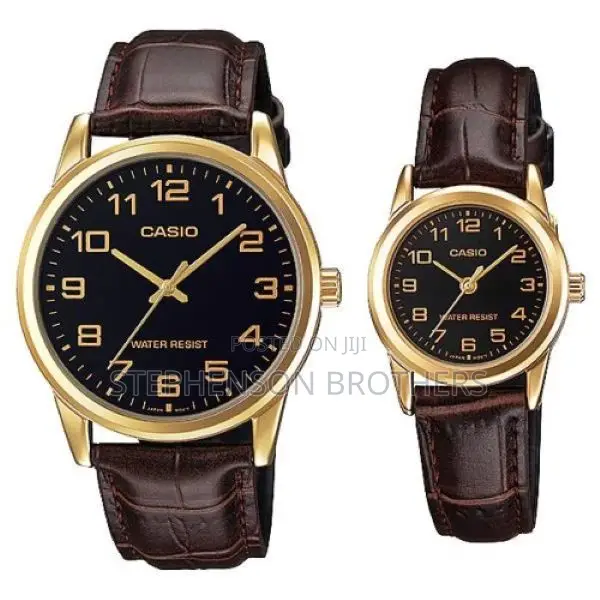 Casio Gent MTP-V001gl-1budf Metal Basic Black Dial Brown Leather Watch