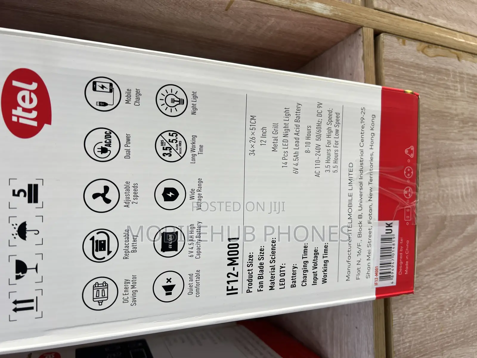 Itel Rechargeable Solar Fan