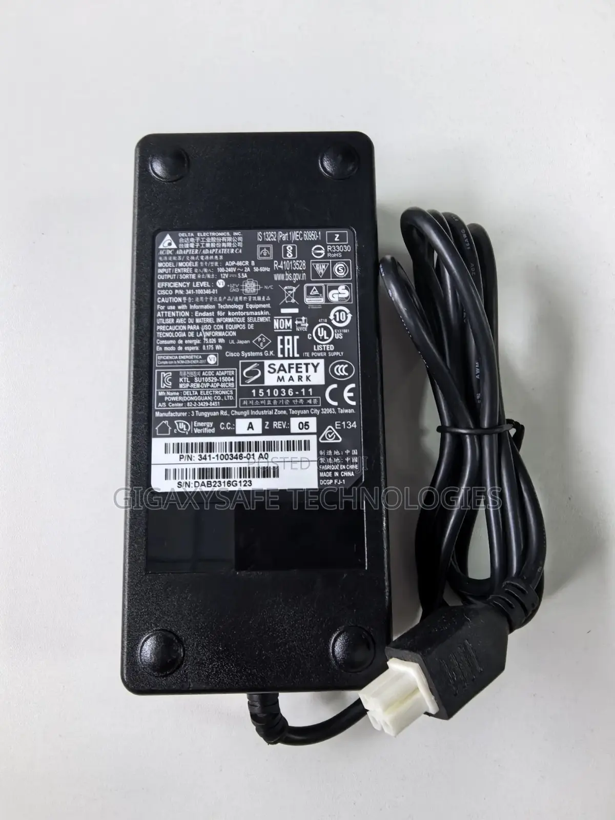 Cisco Pwr-66w-ac-v2 Adp-66cr 341-100346-01 12v 5.5a Power Supply