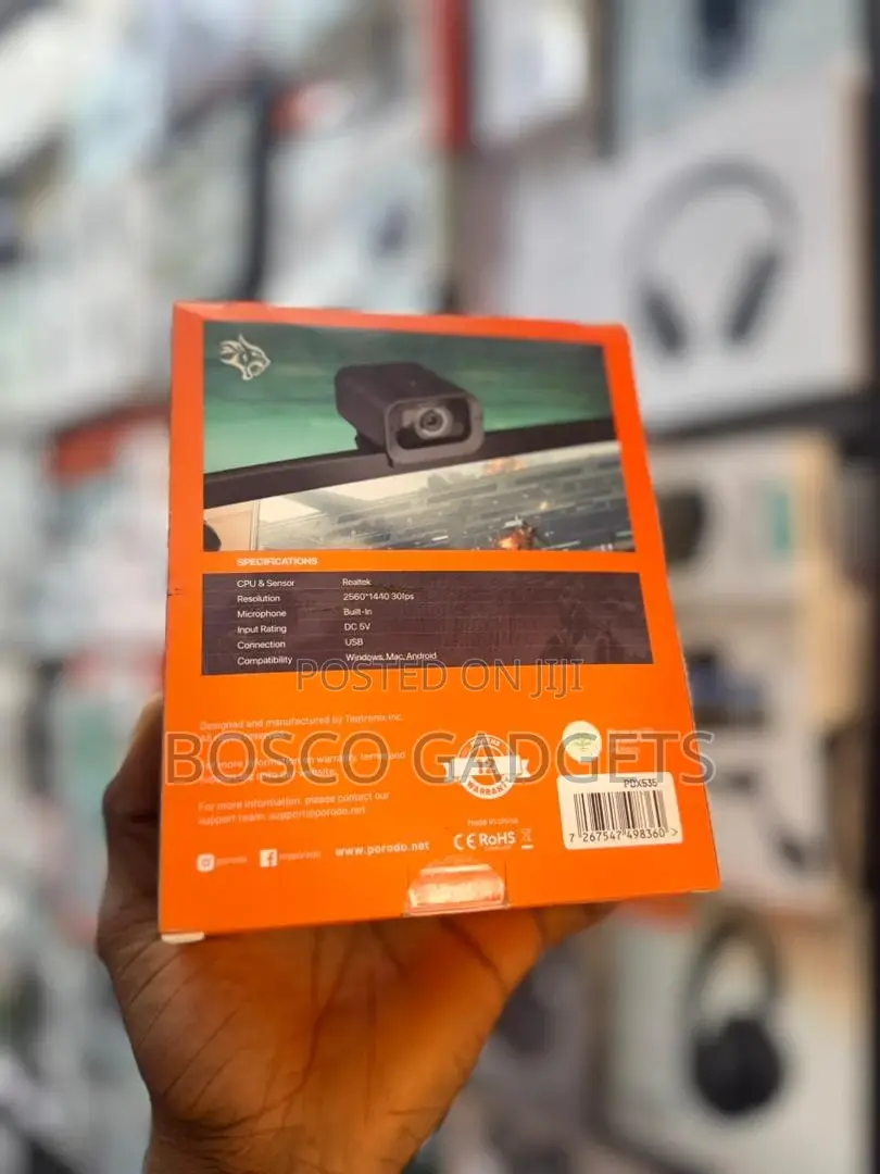 Pdx535 Action Webcam – QHD Resolution, Touch Mute Privacy Cover