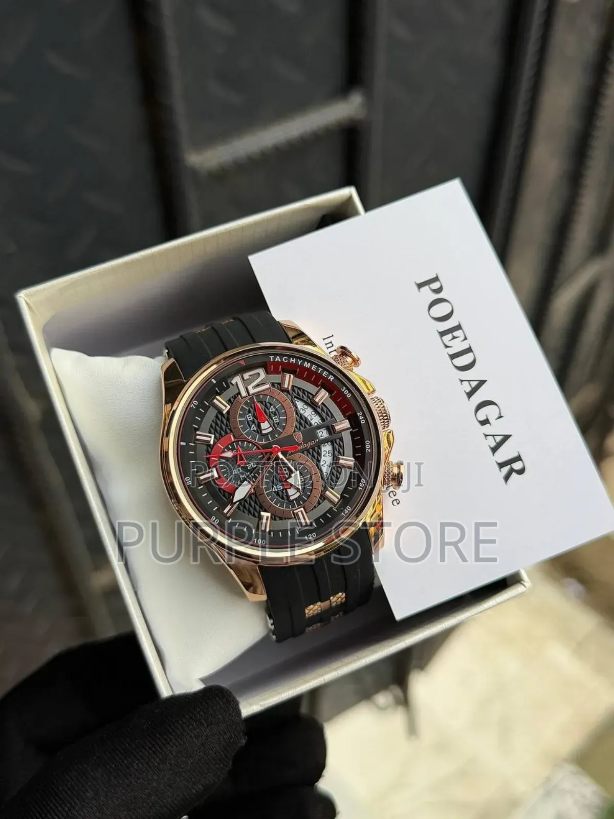 Poedagar Chronograph Rubber Watch, Water Resistant 30m