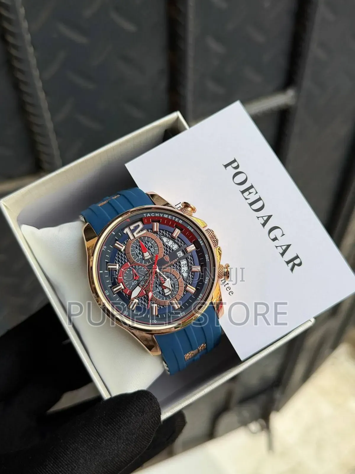 Poedagar Chronograph Rubber Watch, Water Resistant 30m