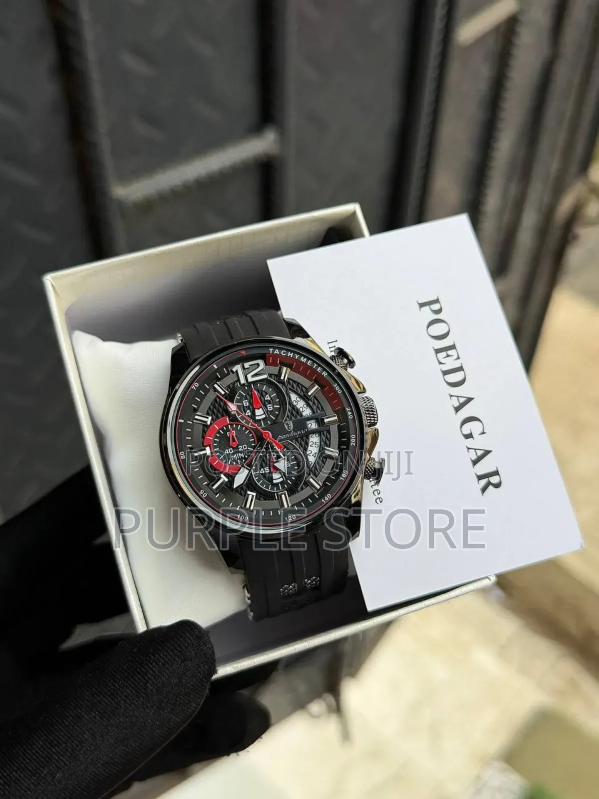 Poedagar Chronograph Rubber Watch, Water Resistant 30m