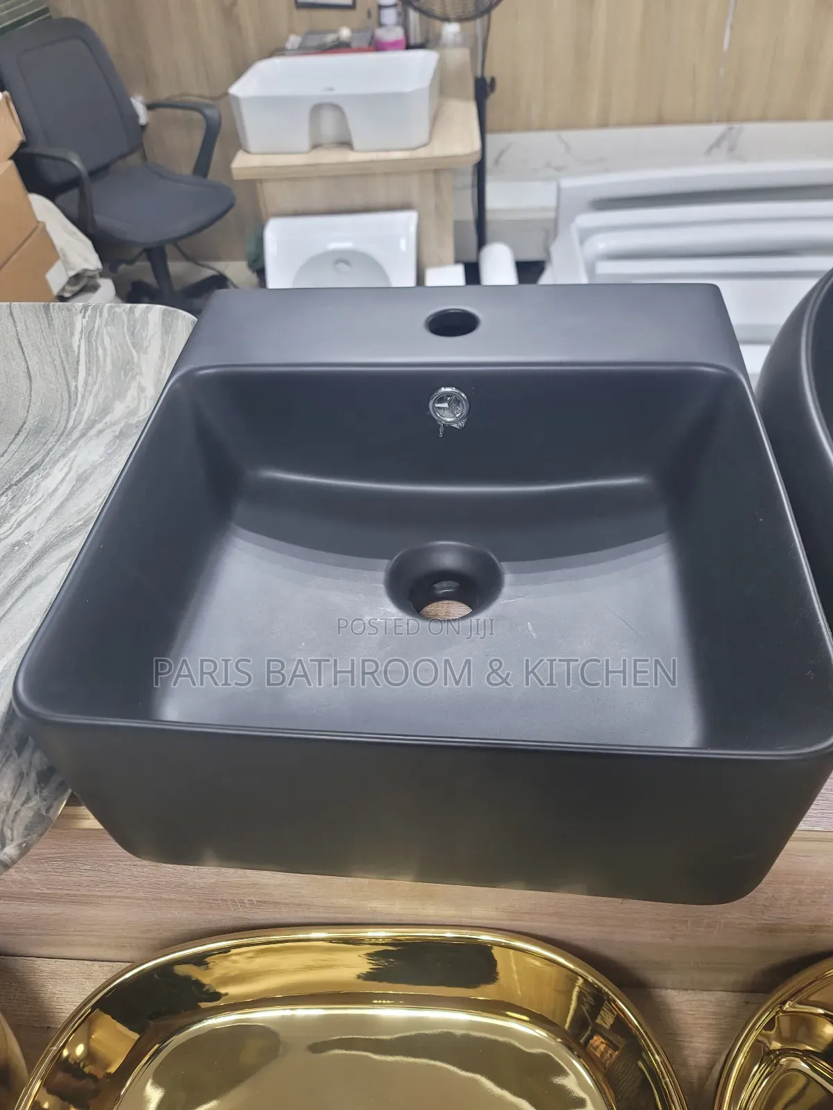 Matte Black Square Vessel Basin