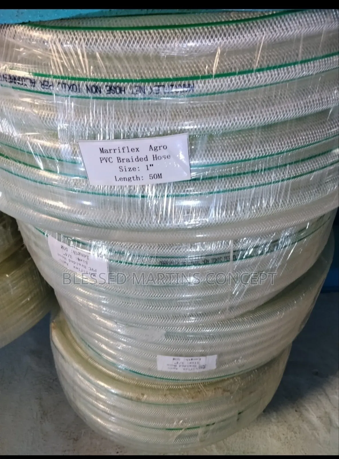 1" Quality Agro Braided PVC Hose. Length:50 Meters
