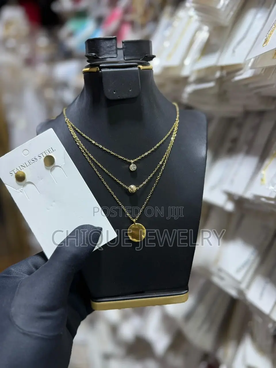 Layered Necklace and Matching Earrings