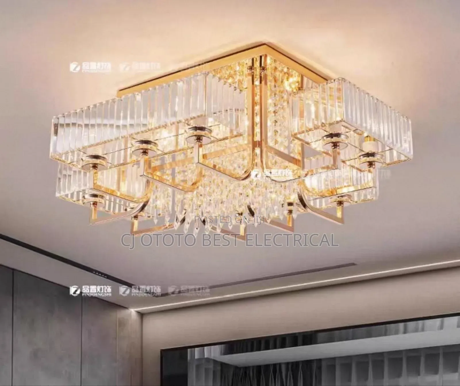 1000mm Crystal Luxury Sitting Room Light, Gold Black Available