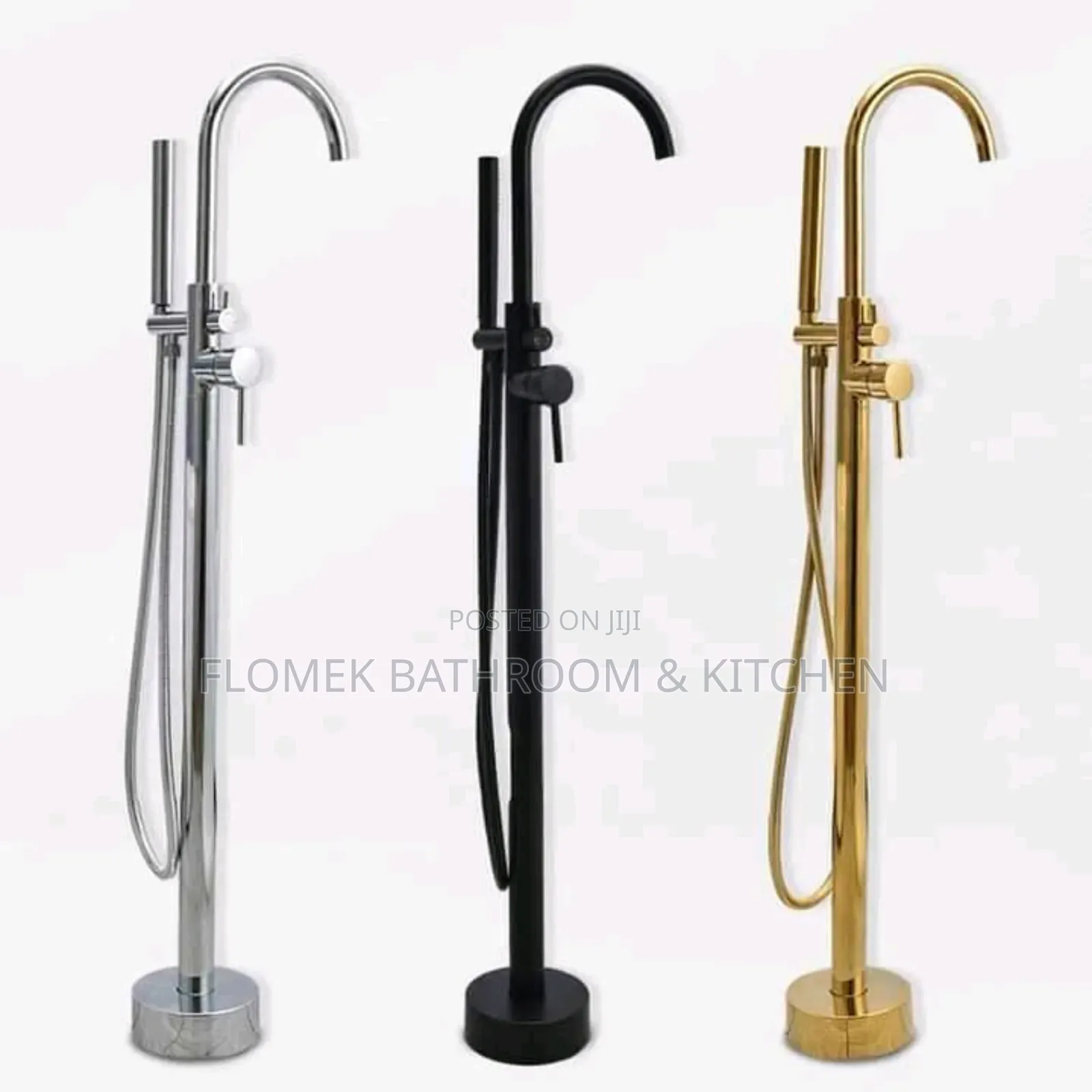 Luxury Freestanding Bathtub Floor Mixer Tap – Gold, Black & Chrome