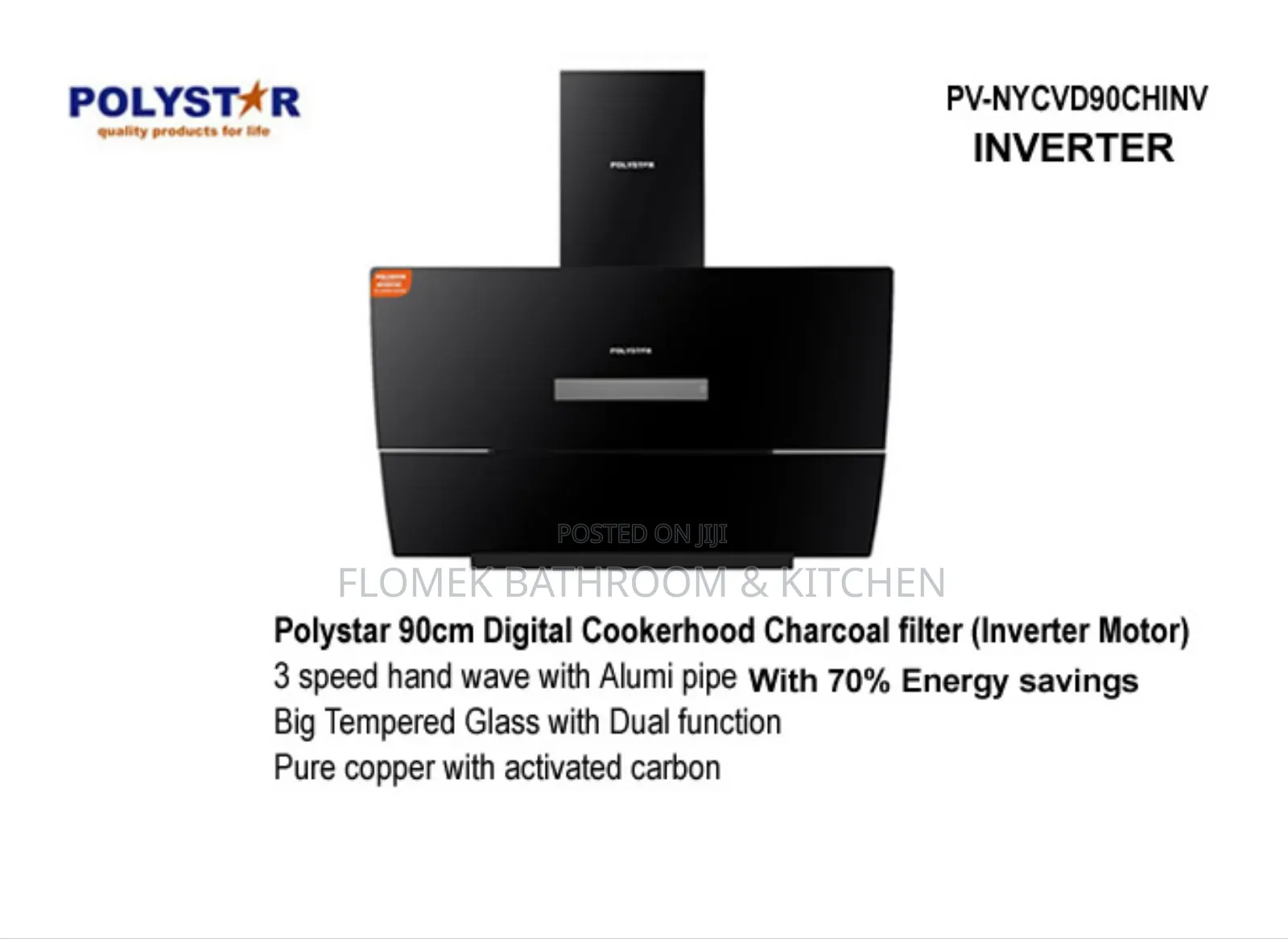Polystar Inverter Kitchen Hood–Powerful, Energy-saving Smoke Extractor