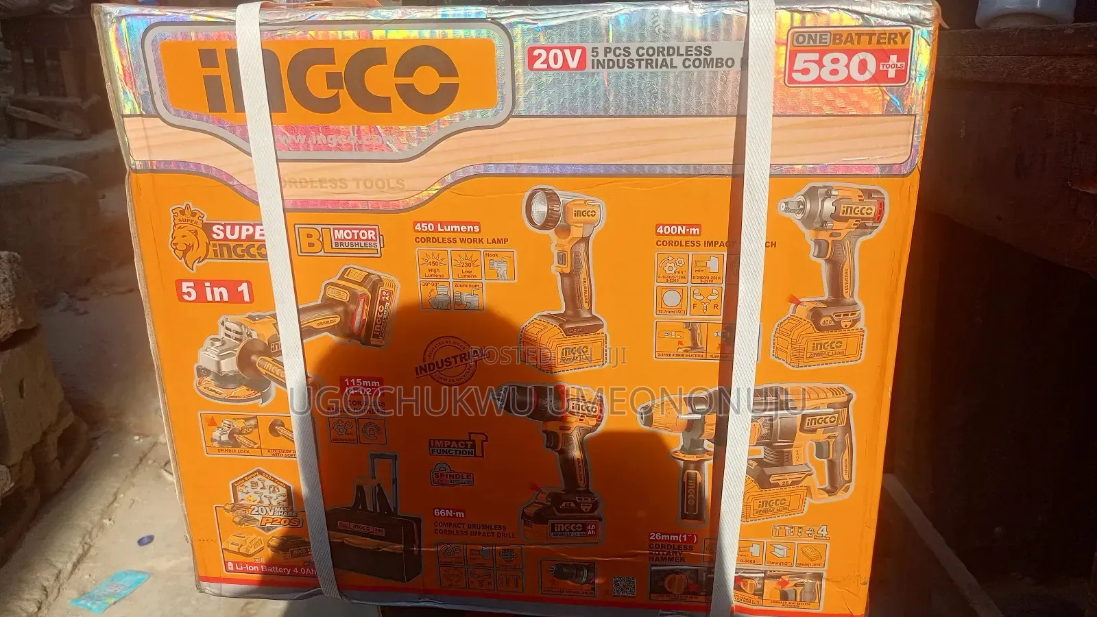 Ingco 5 in 1 Cordless Industrial Combo Kit