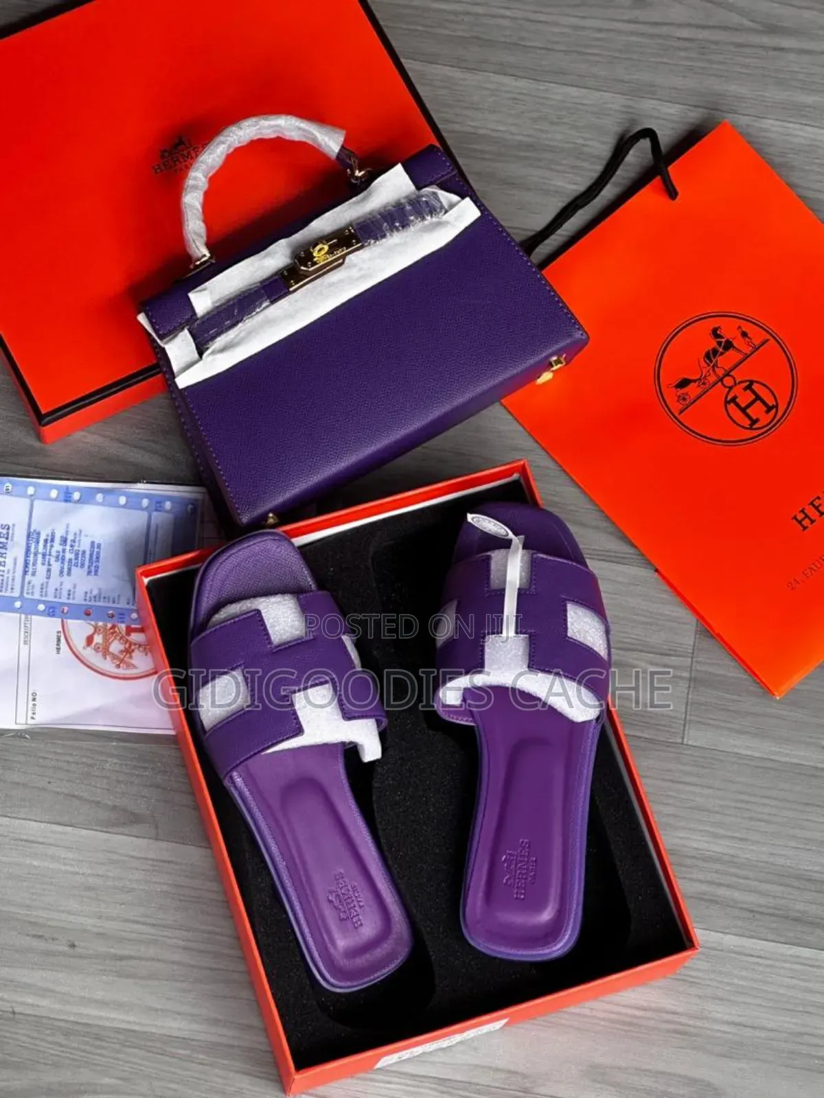 Hermes Combo Kelly Handbags and Flat Slippers in Colors Size 37-42