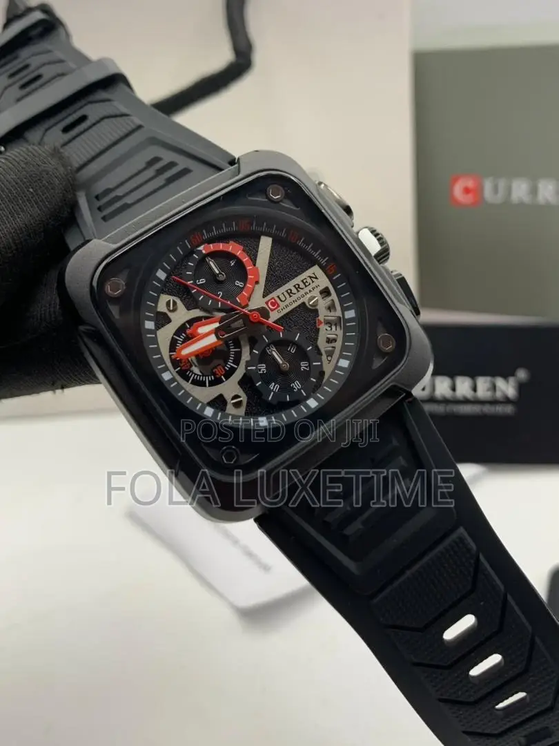 Curren Chronograph Robber Watch With Full Package