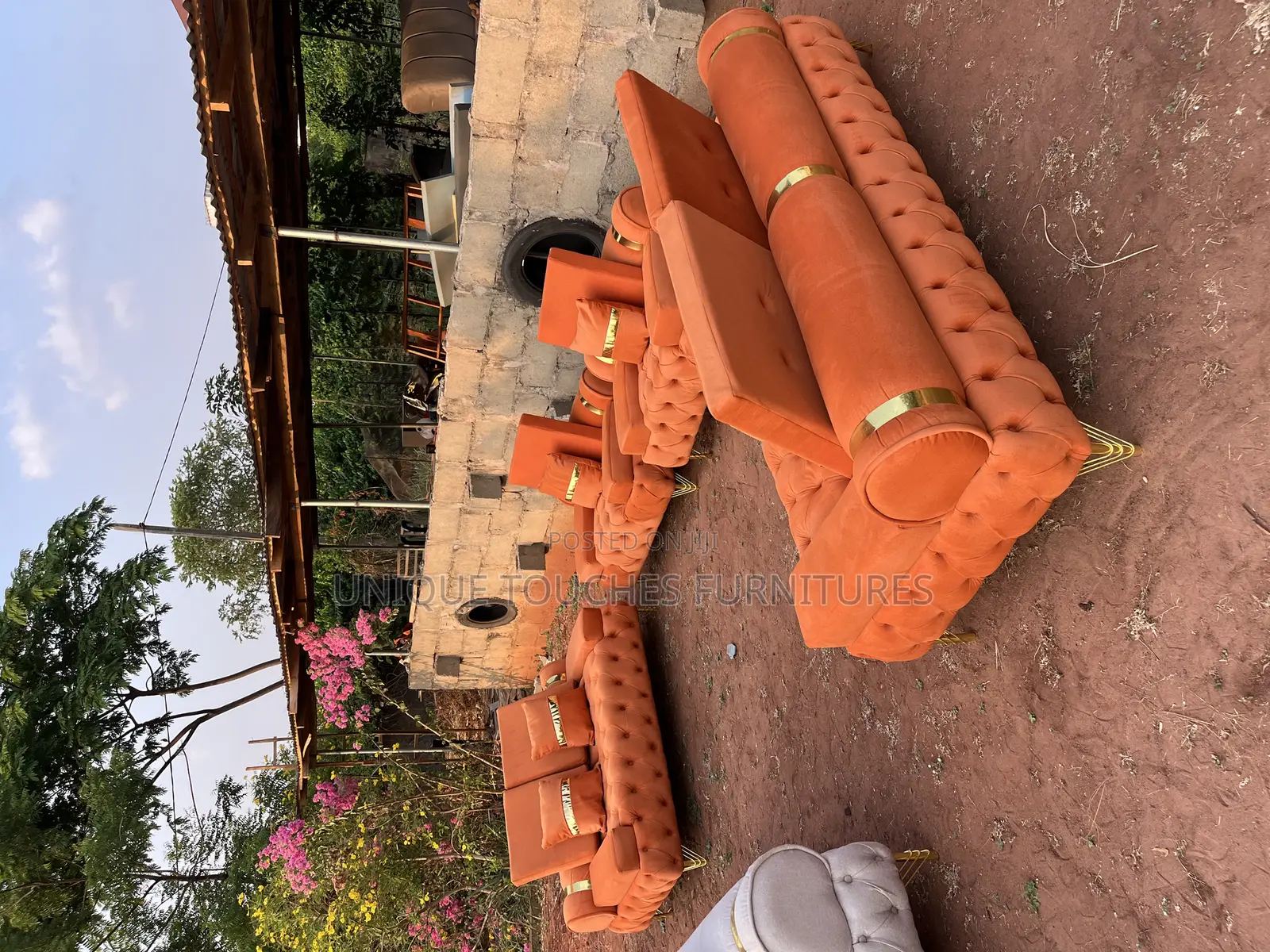 Unique Touches Golden Ciriculus Luxury Sofa, Orange Colour