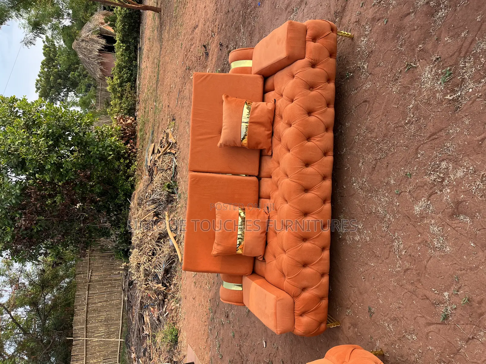 Unique Touches Golden Ciriculus Luxury Sofa, Orange Colour