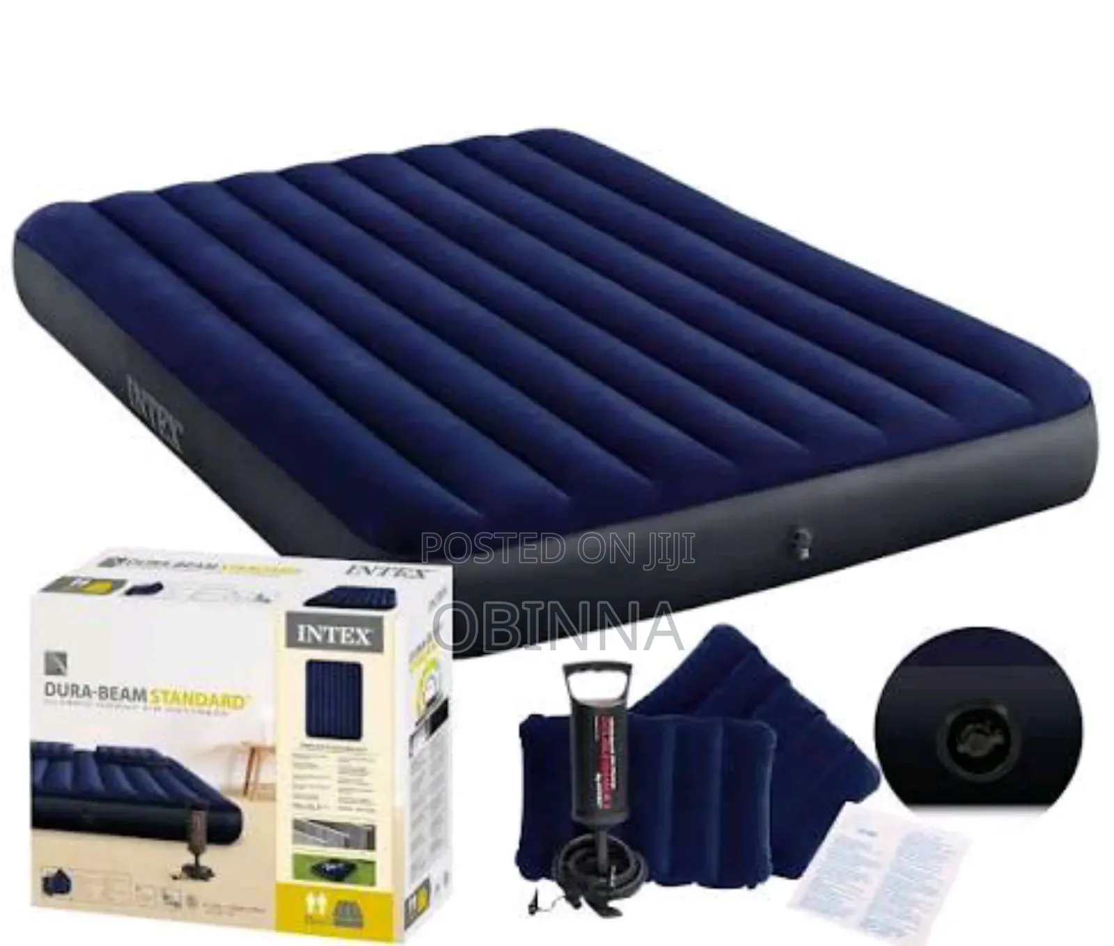 Intex Inflatable Queen Size Air Mattress With Small Two Pillow