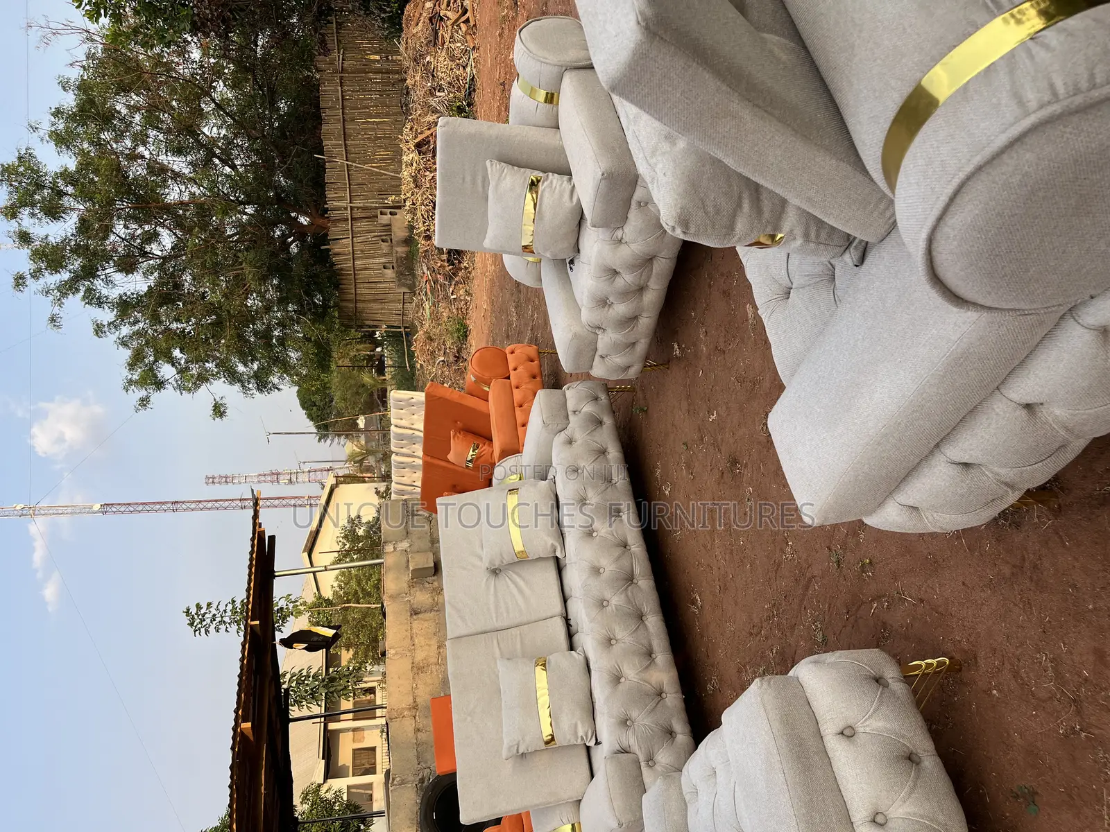 Unique Touches Golden Ciriculus Luxury Sofa,Gray Colour
