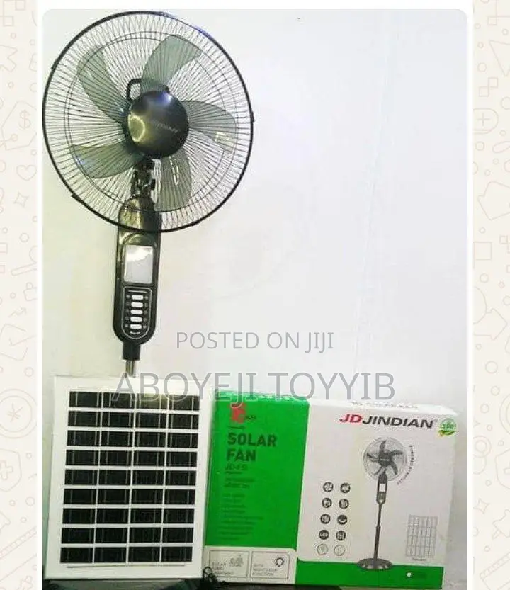 Jd Jindian 16-Inch Solar Rechargeable Standing Fan – With Solar Panel