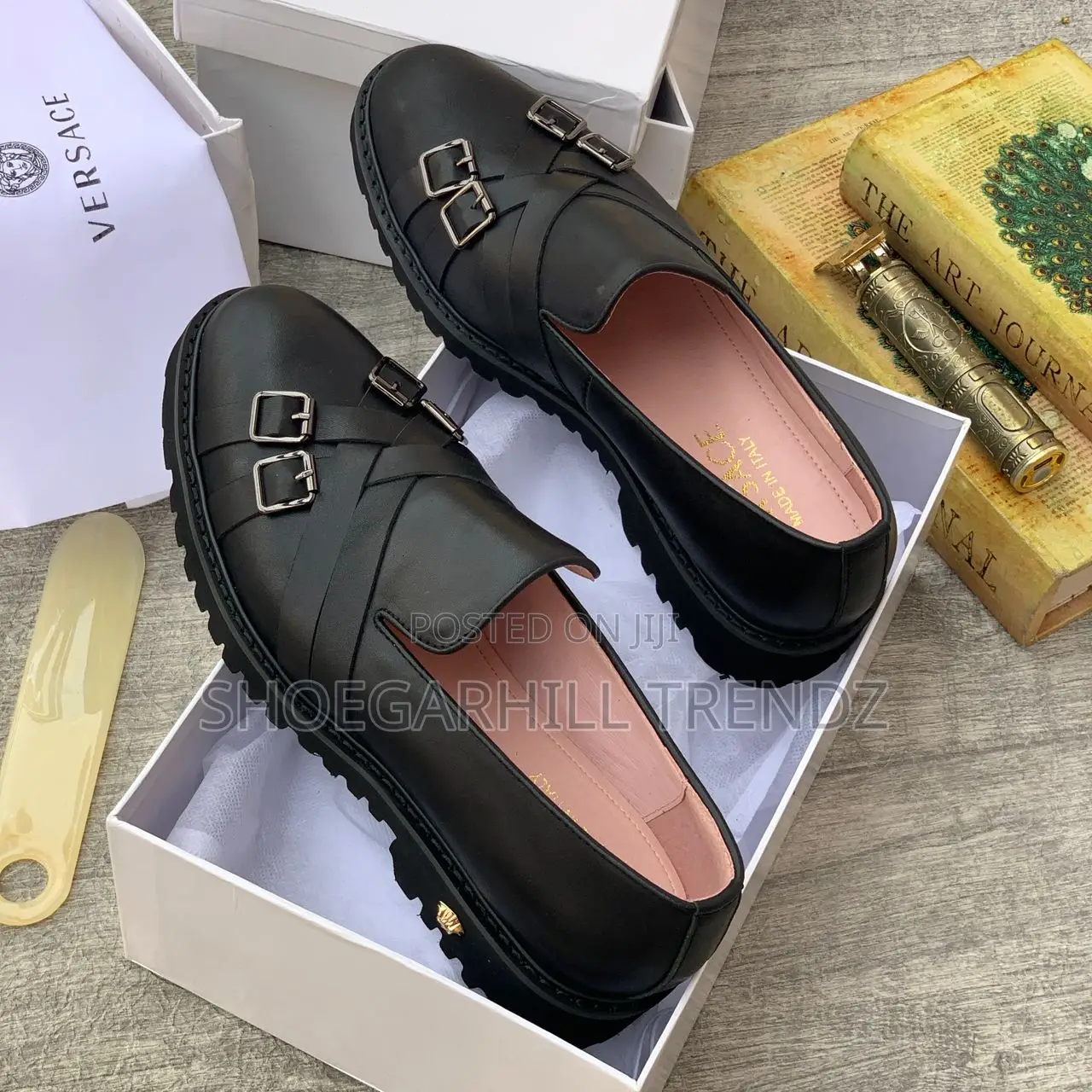 Quality Leather Cross Buckle Chunky Sole