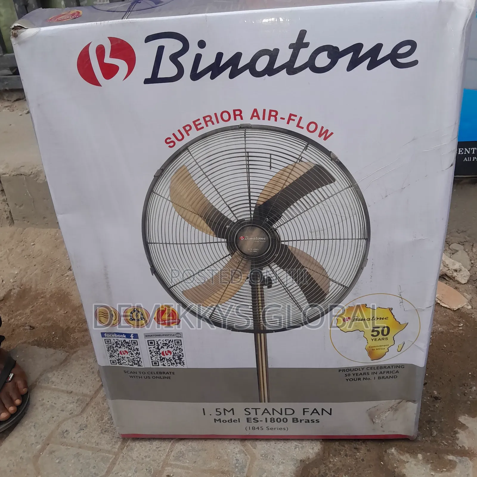 Binatone Brass Standing Fan 18 Inches
