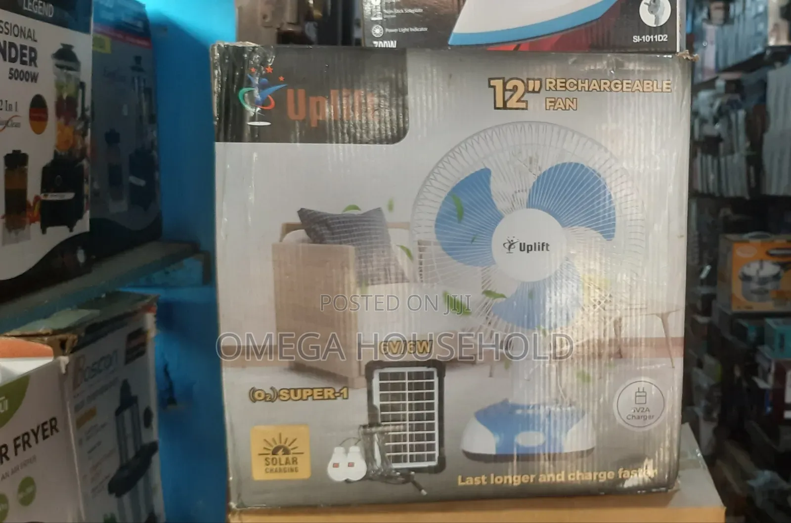 12" Rechargeable Solar Power Fan