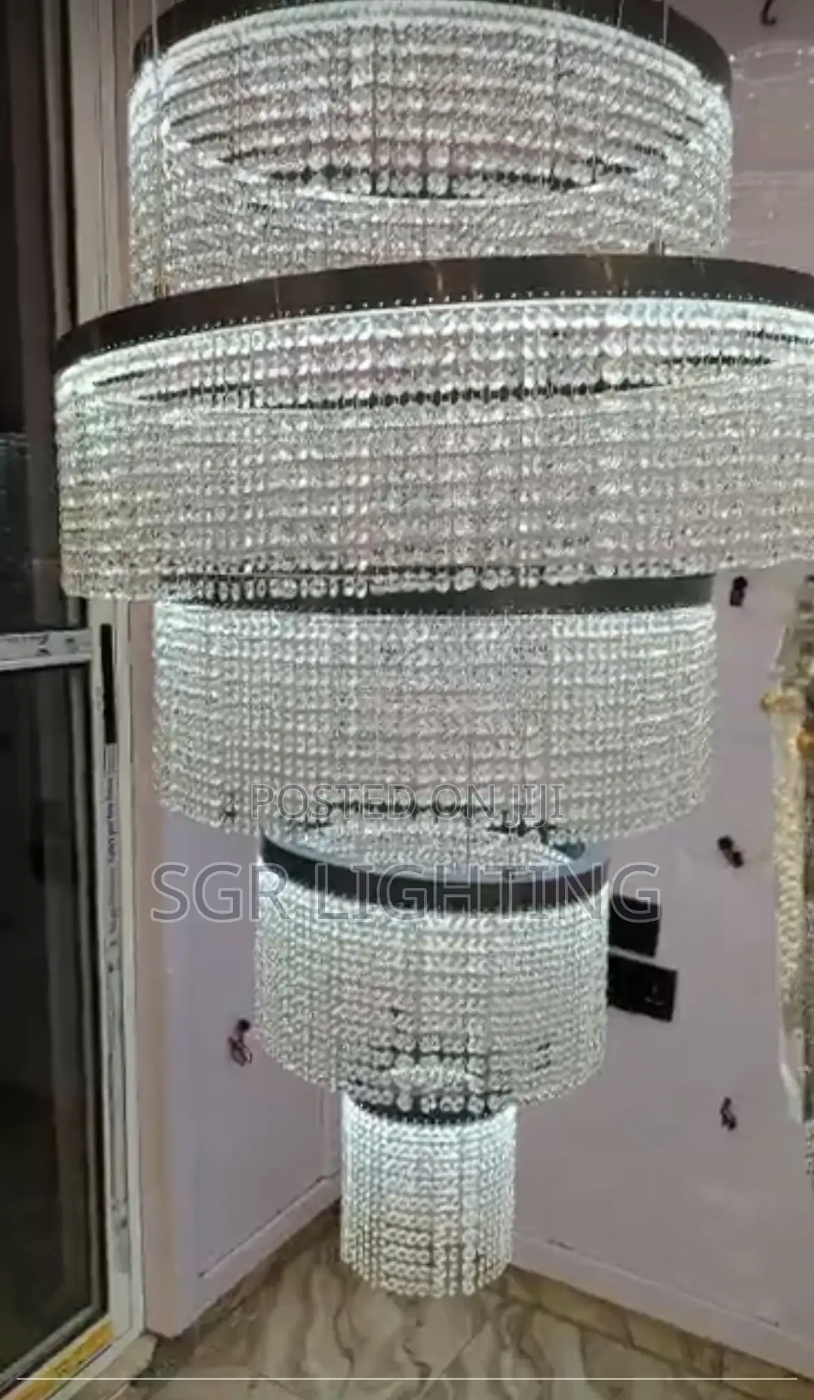 Large Crystal Chandelier for Staircase Lobby