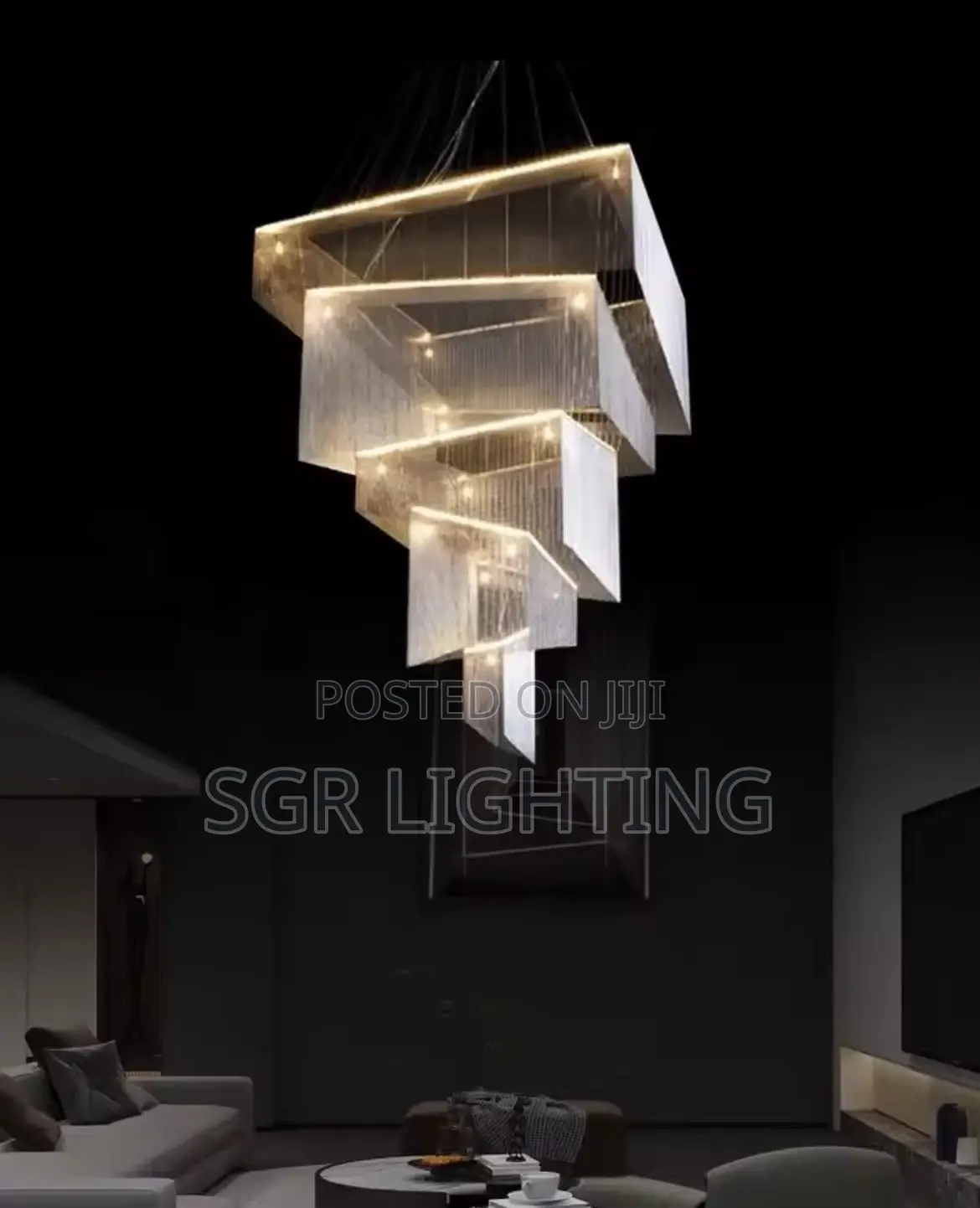 Modern Luxurious Led Square Chandelier Gold/Silver