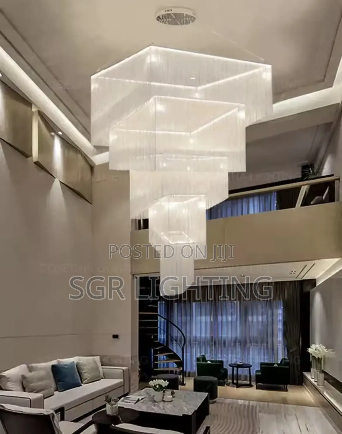 Modern Luxurious Led Square Chandelier Gold/Silver