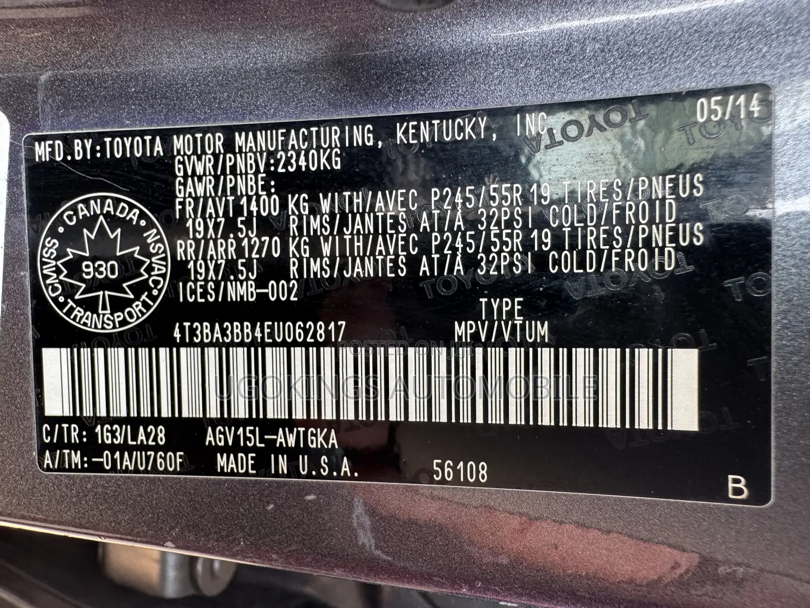Toyota Venza Limited 2015 Gray