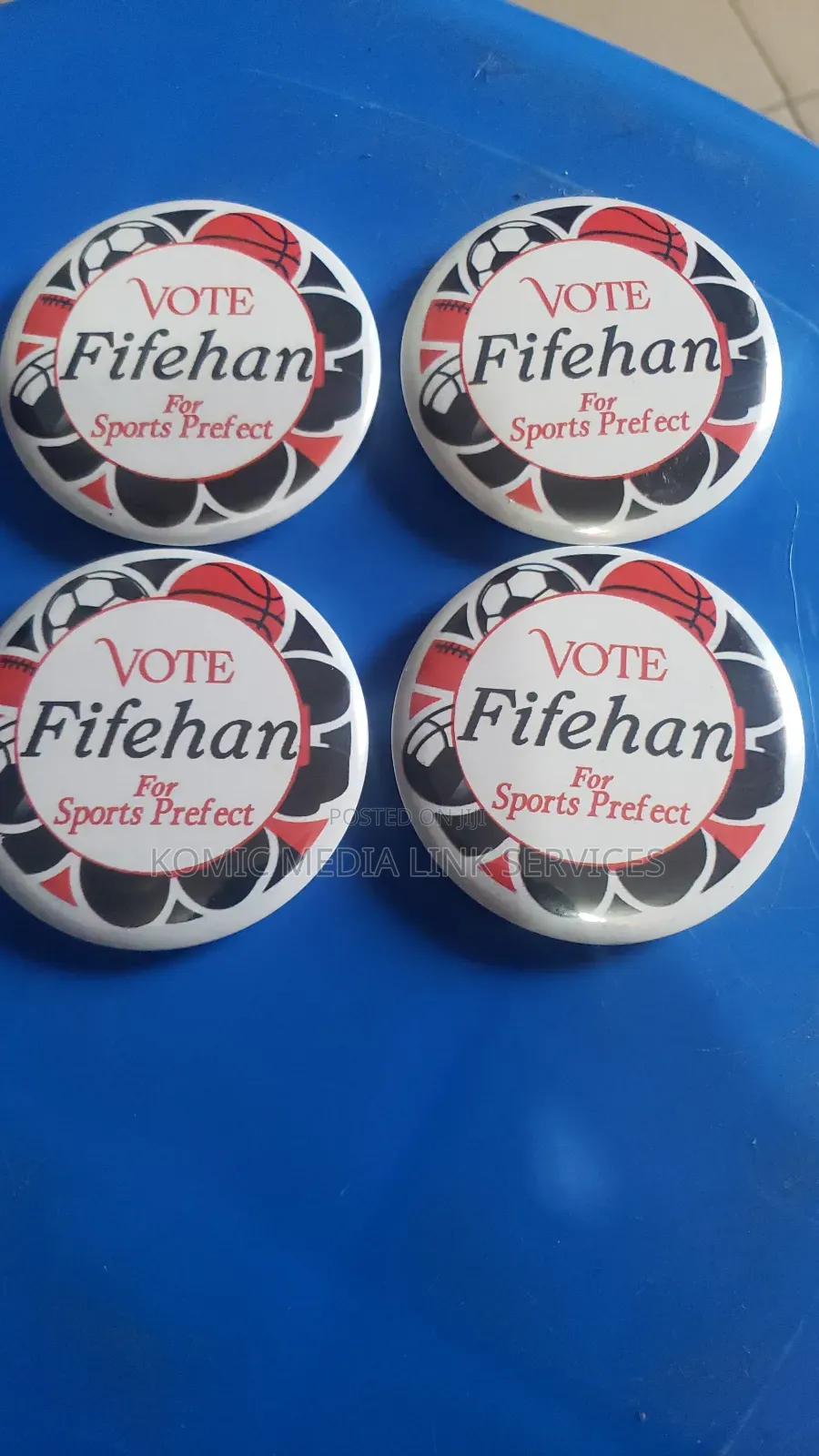 Pin Badges for Campaign Material, Churches, Schools, Clubs, in Sizes
