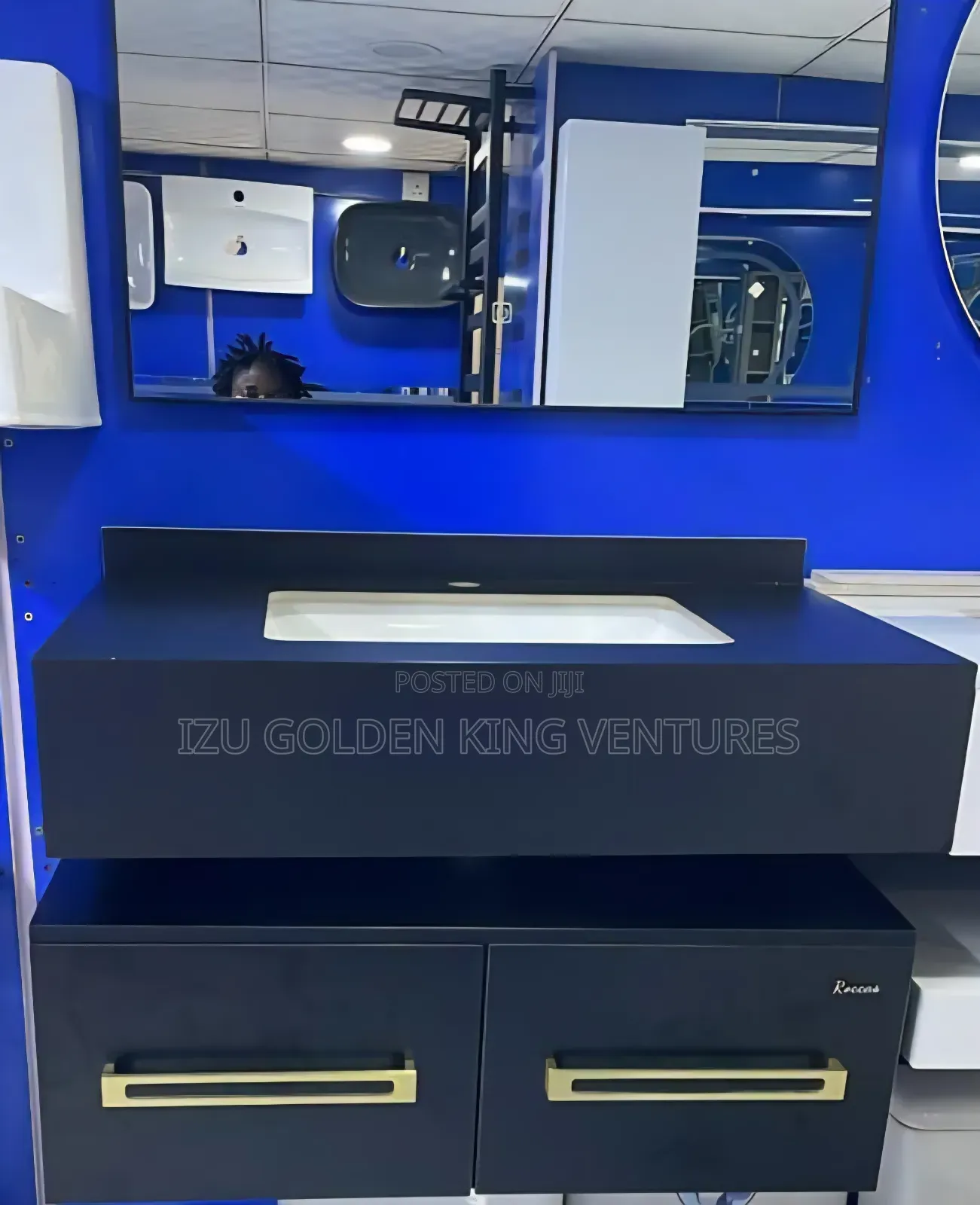 Black Marble Top Cabinet With Led Mirror