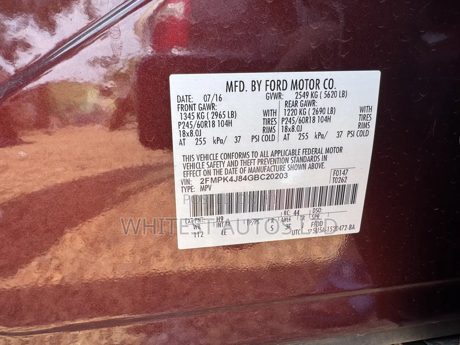 Ford Edge SEL 4dr AWD 2017 Burgundy