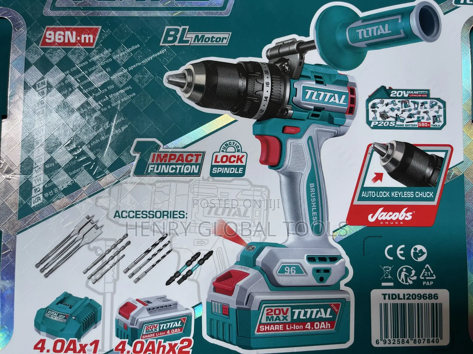 20v 4amps Total Impact Battery Drill Machine