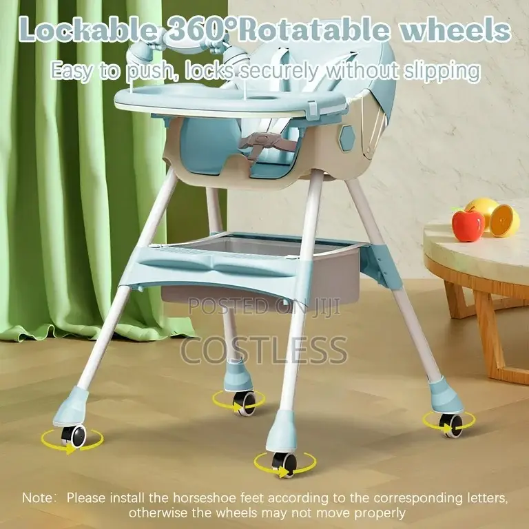 Multifunctional and Adjustable Baby High Feeding Chair.