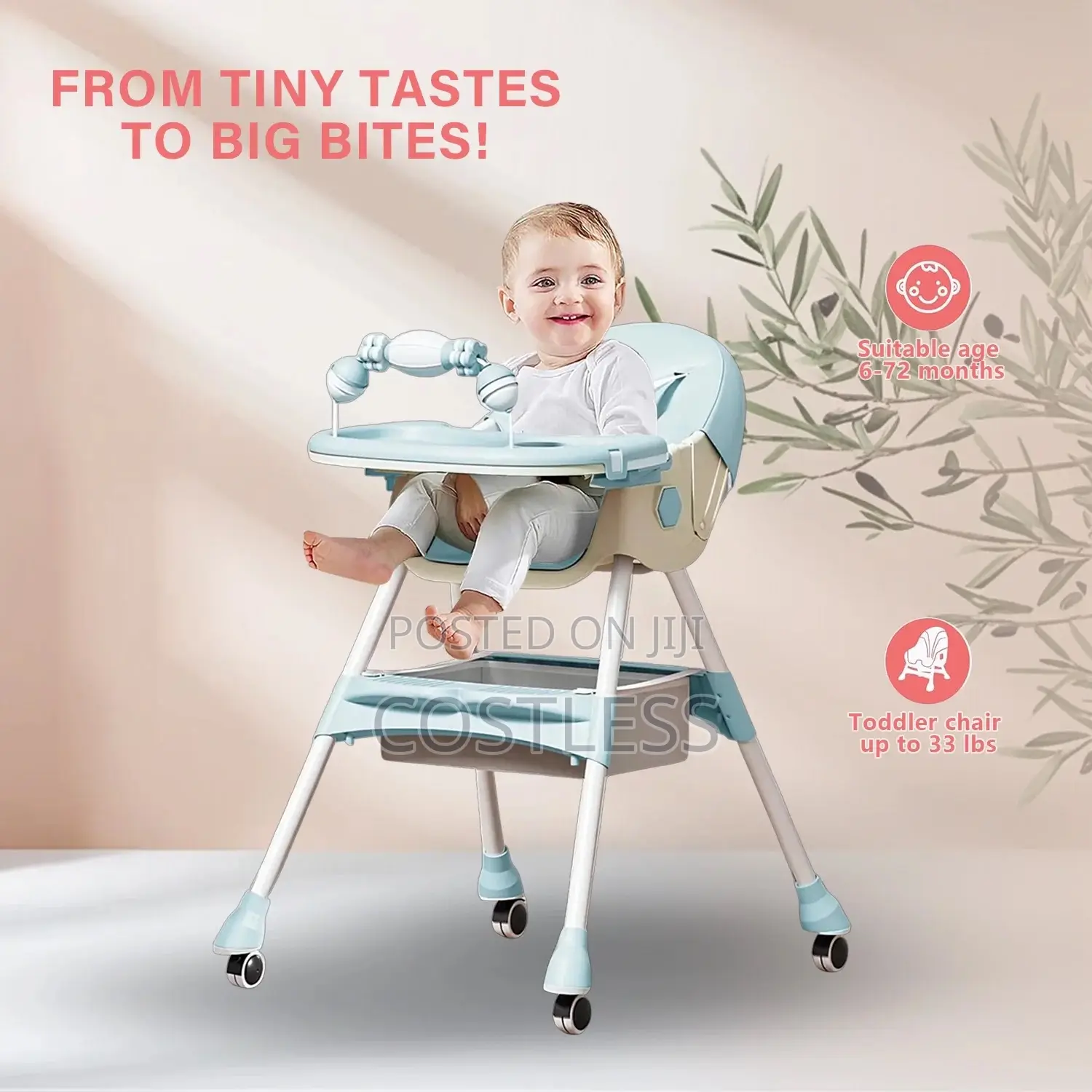 Multifunctional and Adjustable Baby High Feeding Chair.