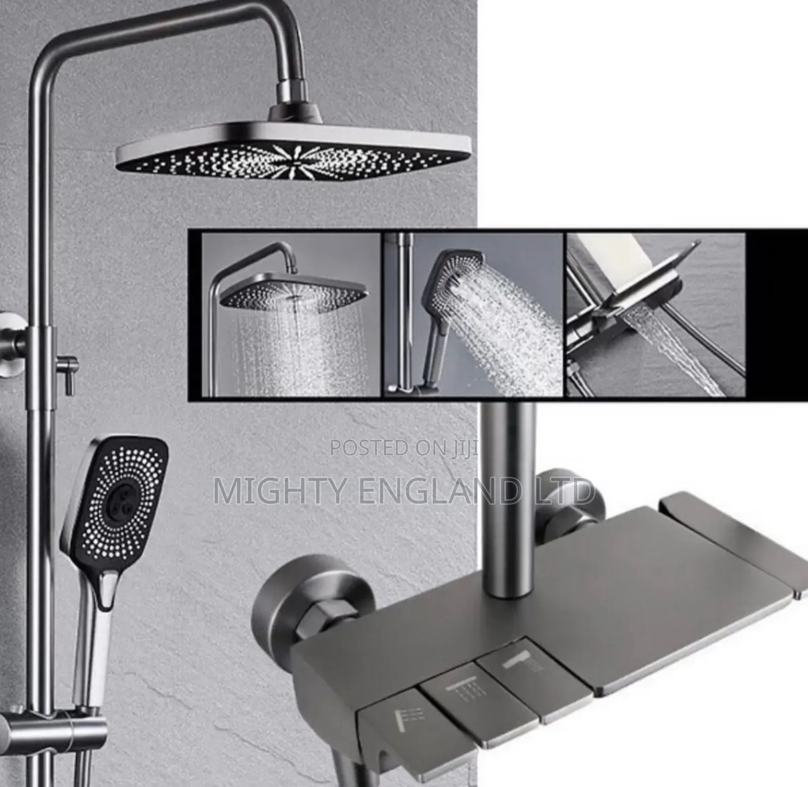 Matte Black Rainfall Multifunctional Bathroom Shower System Mixer
