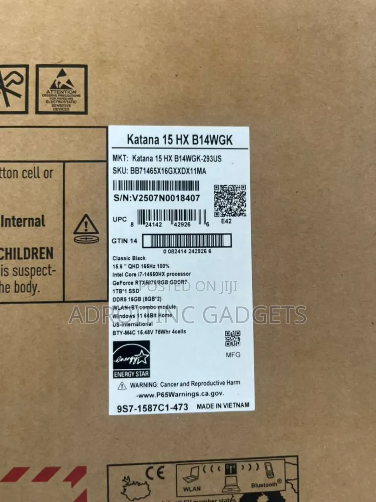 New Laptop MSI Katana 15 16GB Intel Core i7 SSD 1T