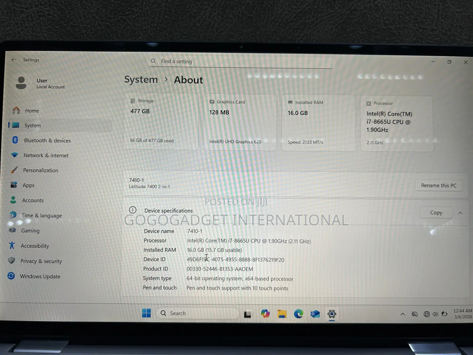 Laptop Dell Latitude 7400 16GB Intel Core i7 SSD 512GB